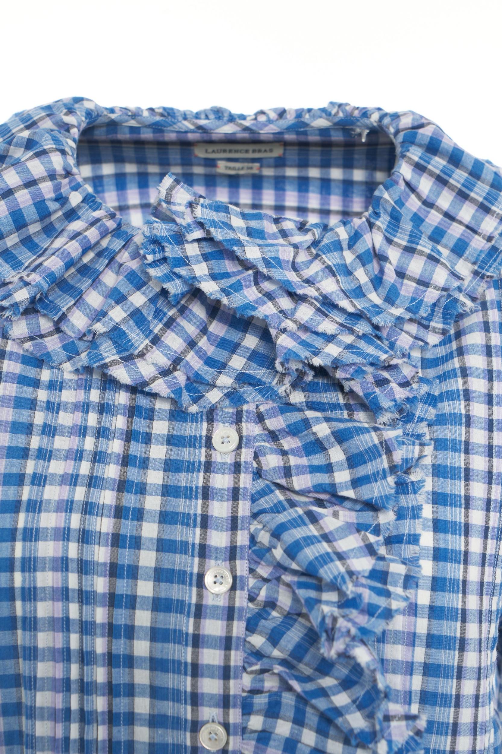 Check blouse with ruffles Product Image