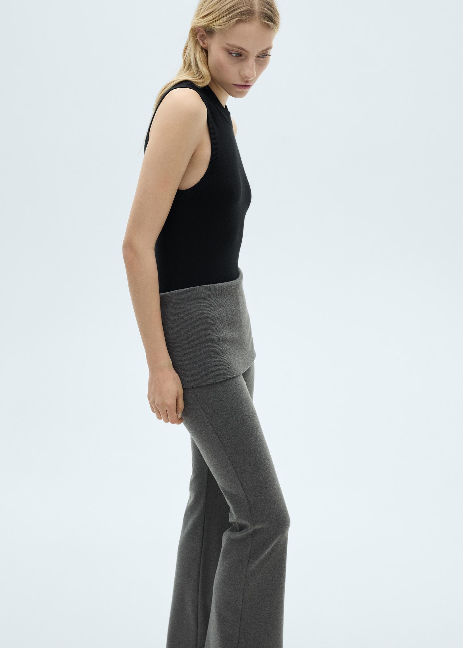 Flared pants with turn-up waist - Women | MANGO USA Product Image