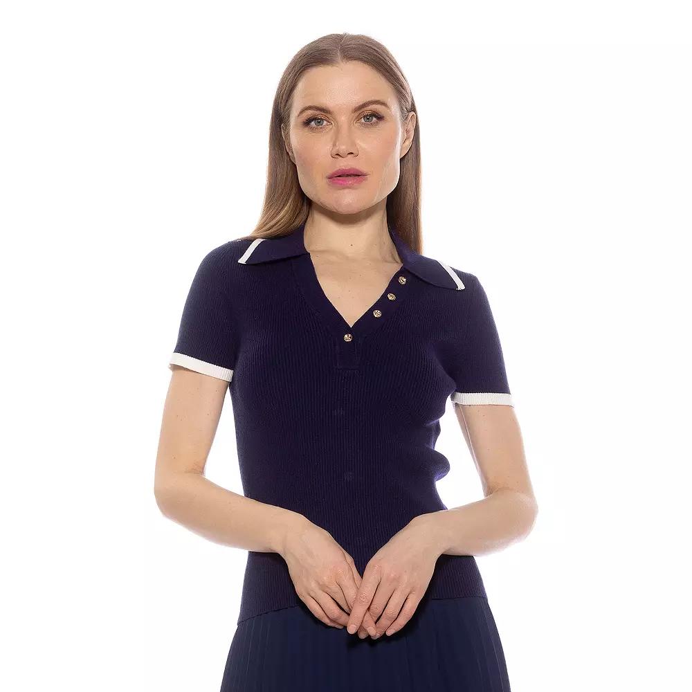 Women's ALEXIA ADMOR Diara Knitted Polo Top,  Product Image