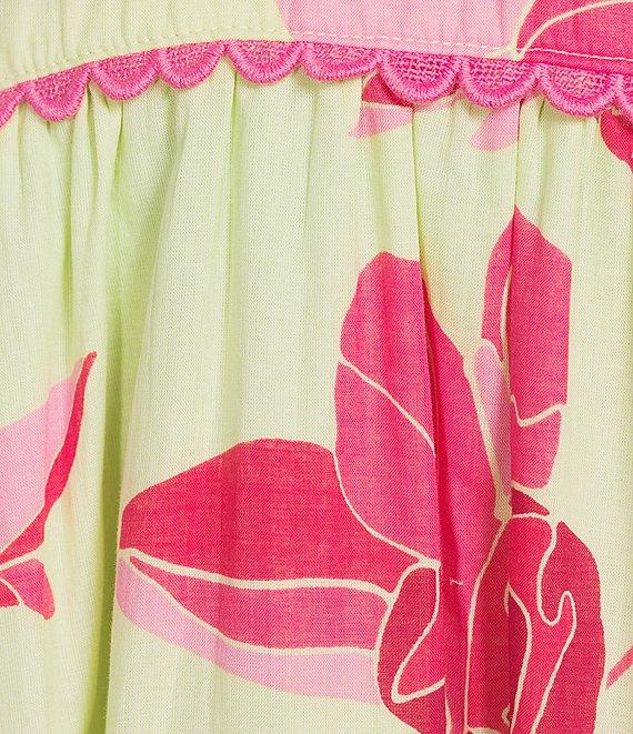 J.Marie Alara Floral Print Halter Sleeveless Scallop Trim Midi Dress Product Image