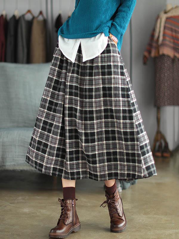 Artistic Retro Plaid A-Line Skirt Product Image