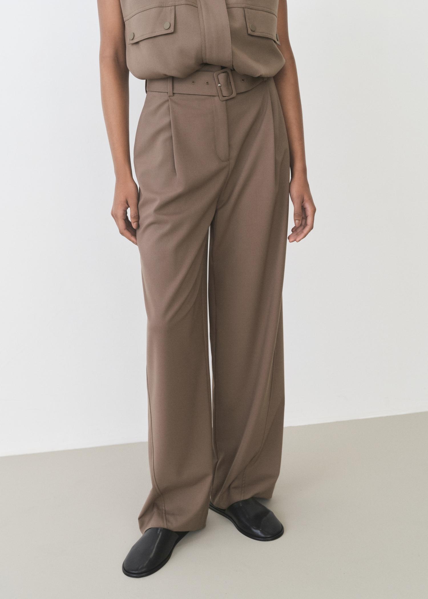 Belt straight-fit pants - Women | MANGO USA Product Image
