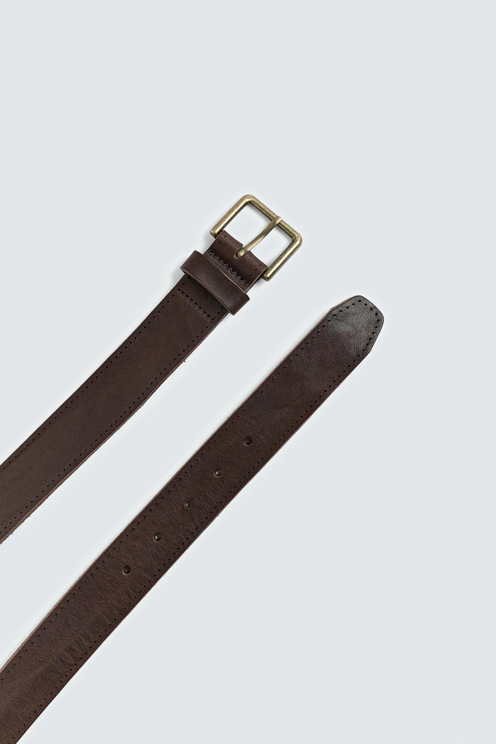 VINTAGE EFFECT LEATHER BELT Product Image