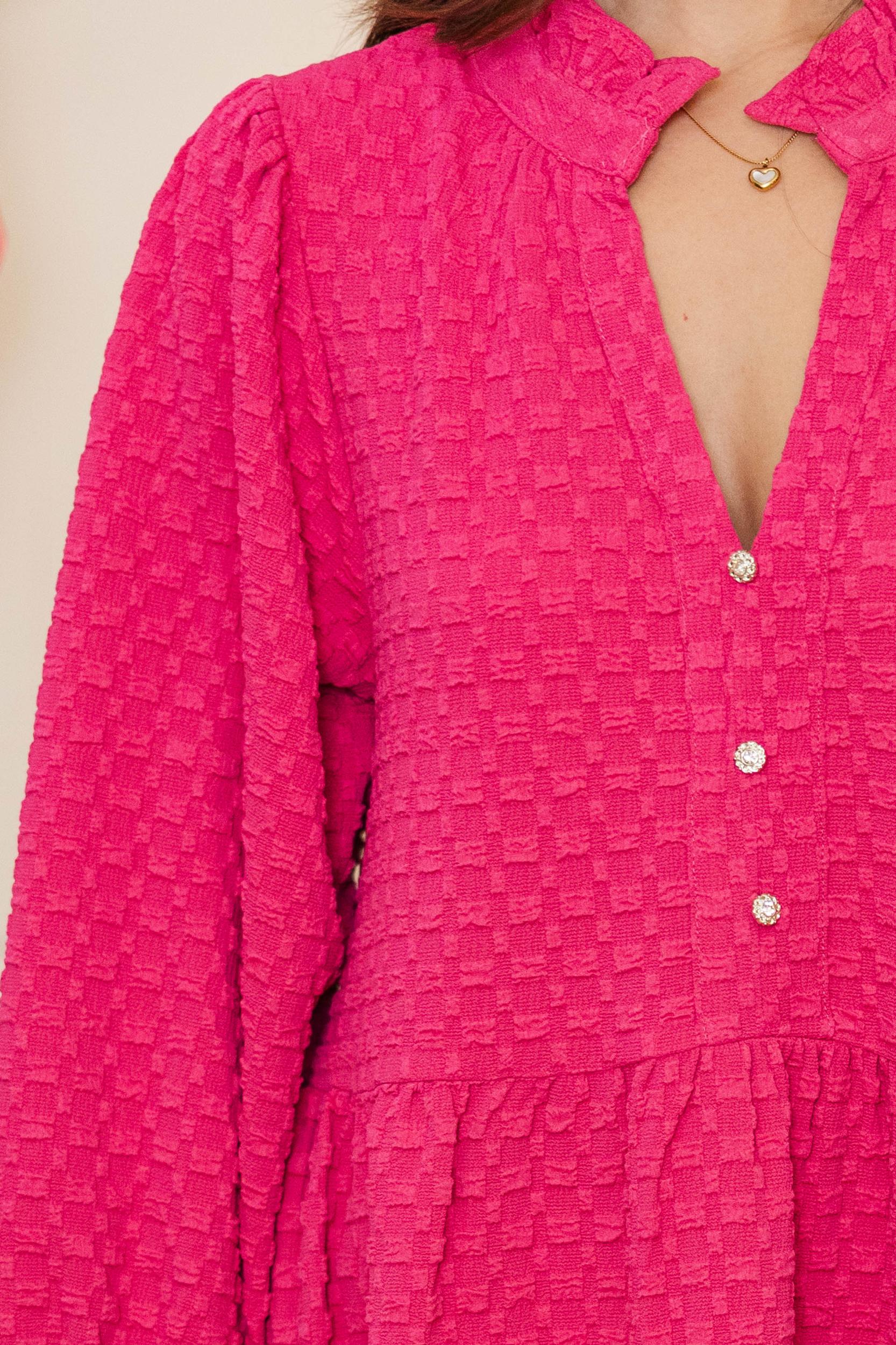 All Up To You Hot Pink Textured Dress Female Product Image