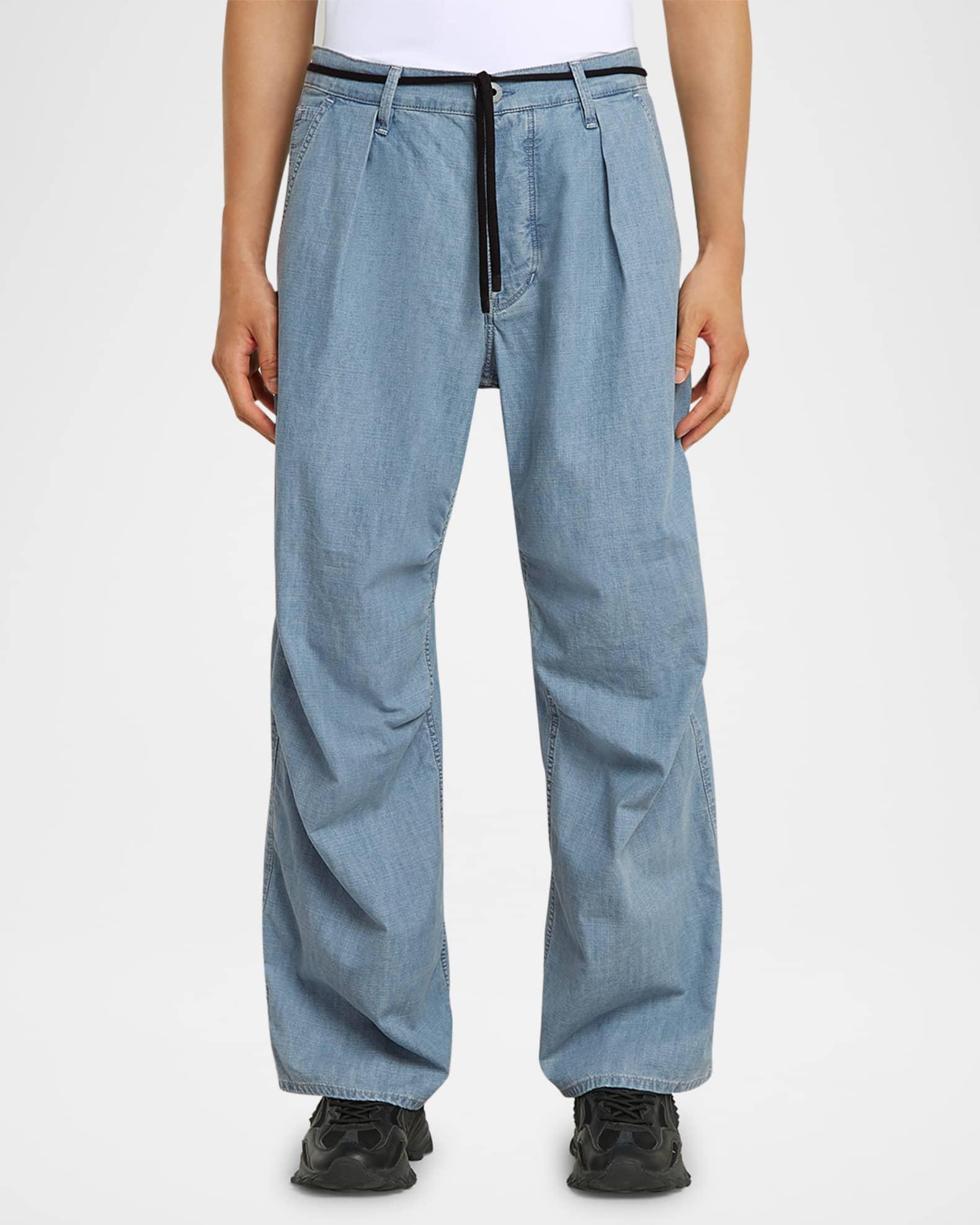 Men's Pleated 3D Denim Pants Product Image