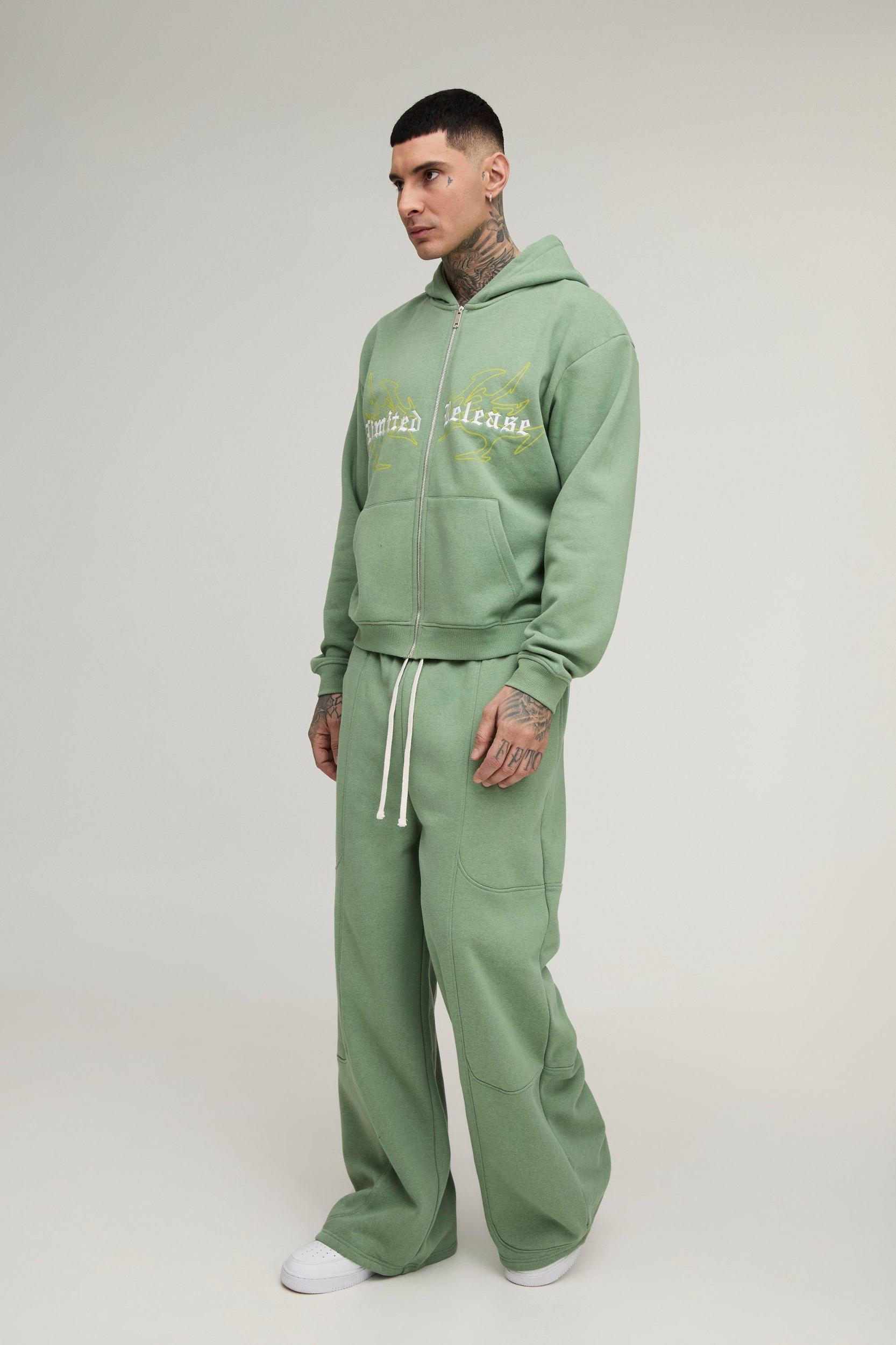 Tall Oversized Boxy Seam Detail Limited Hooded Wide Fit Tracksuit | boohooMAN USA Product Image
