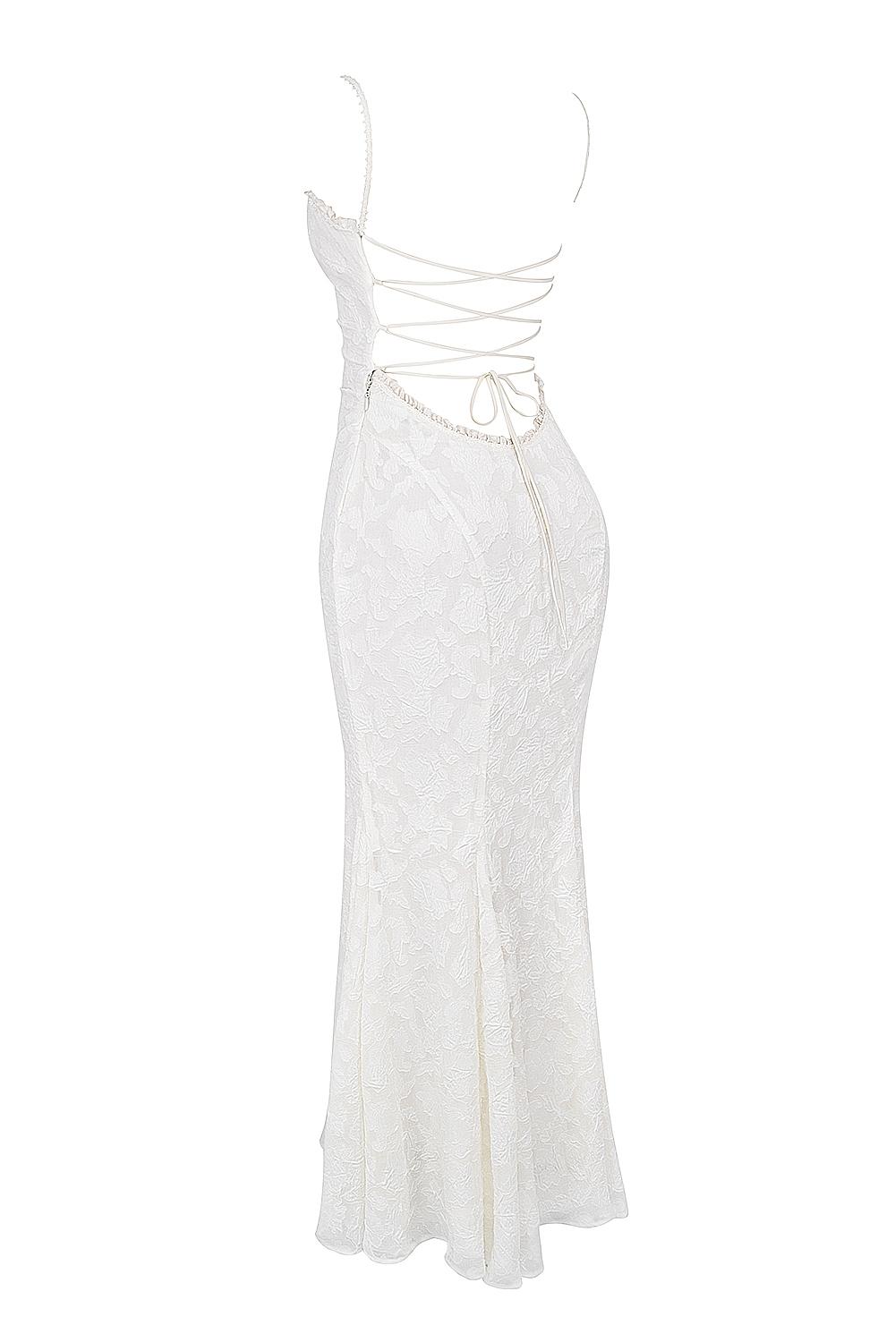 Joan  ivory lace up back maxi dress Product Image