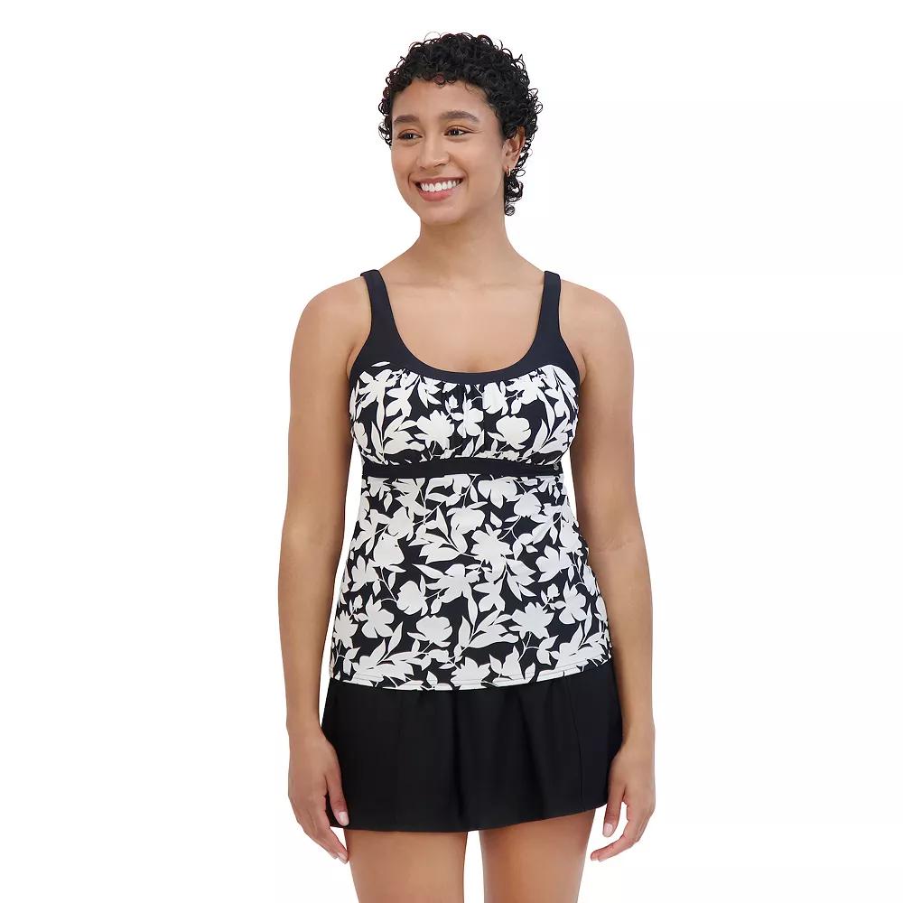 Women's ZeroXposur UPF 30+ Hopscotch Peasant Tankini, Size: Large, Black White Product Image