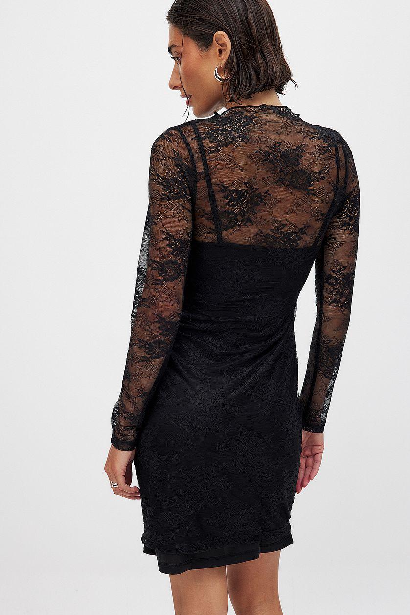 Long Sleeve Lace Mini Dress Product Image
