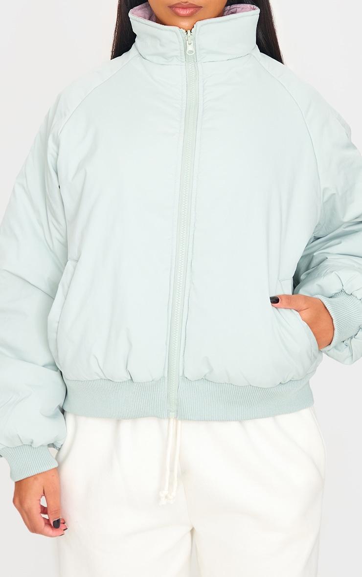  Blue & Pink Reversible Bomber Puffer Jacket Product Image