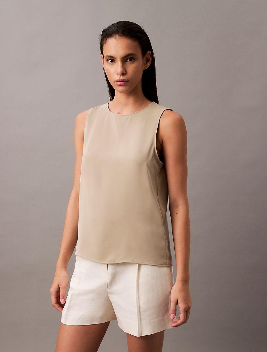 Solid Crewneck Shell Tank Product Image