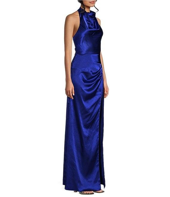 Blondie Nites Halter Drape Neck Sleeveless Dress Product Image