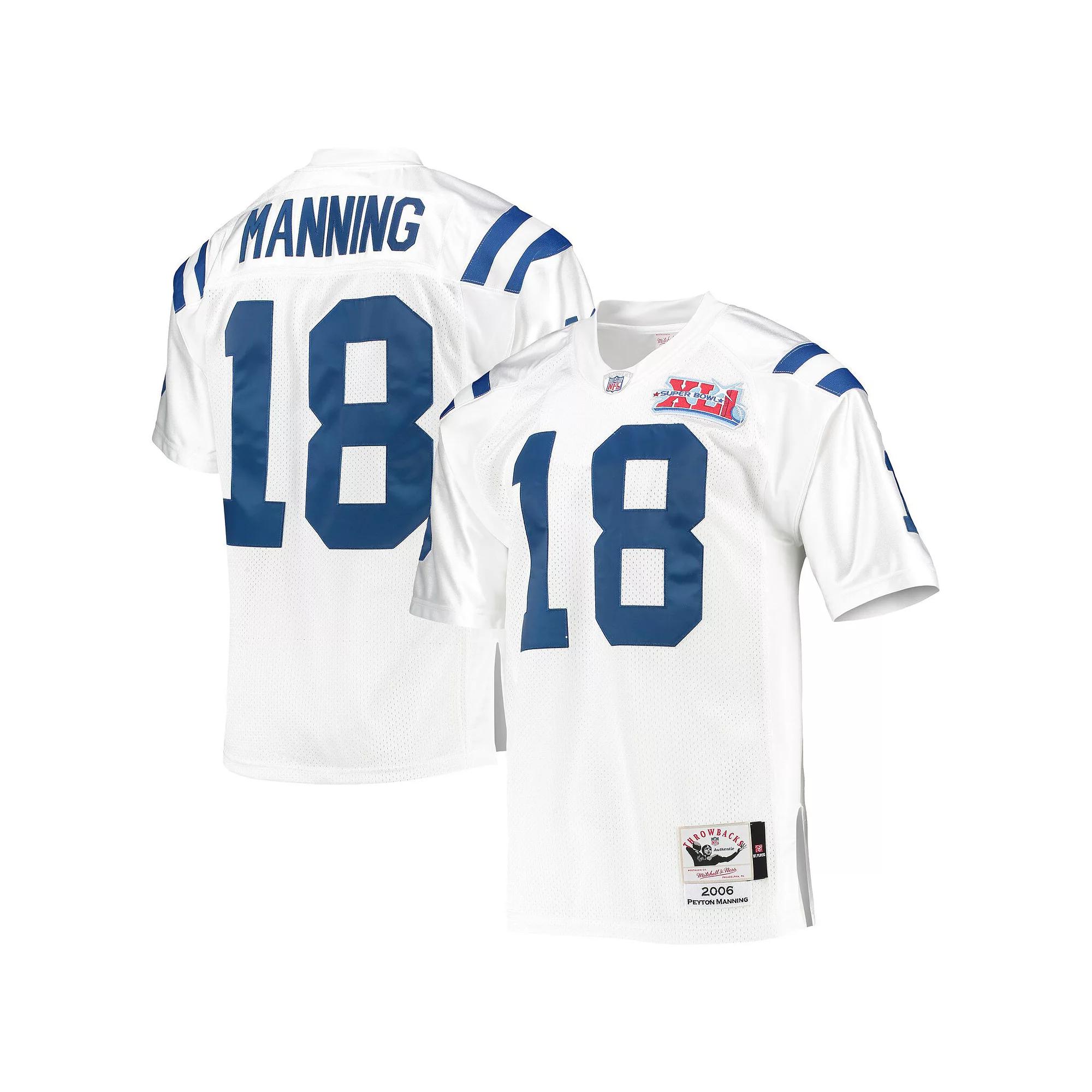 Men's Mitchell & Ness Peyton Manning White Indianapolis Colts 2006 Authentic Throwback Retired Player Jersey, Size: 40 Product Image