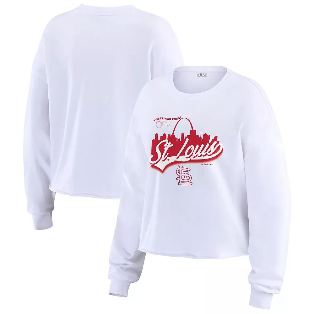 Women's WEAR by Erin Andrews White St. Louis Cardinals Domestic Postcard Long Sleeve T-Shirt,  Product Image