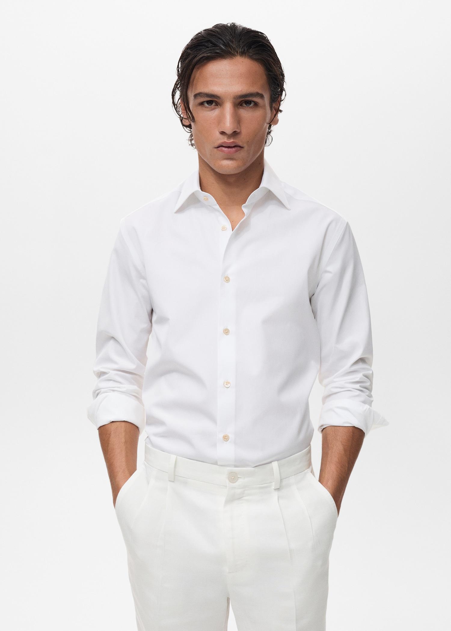100% cotton slim fit shirt - Men | MANGO USA Product Image