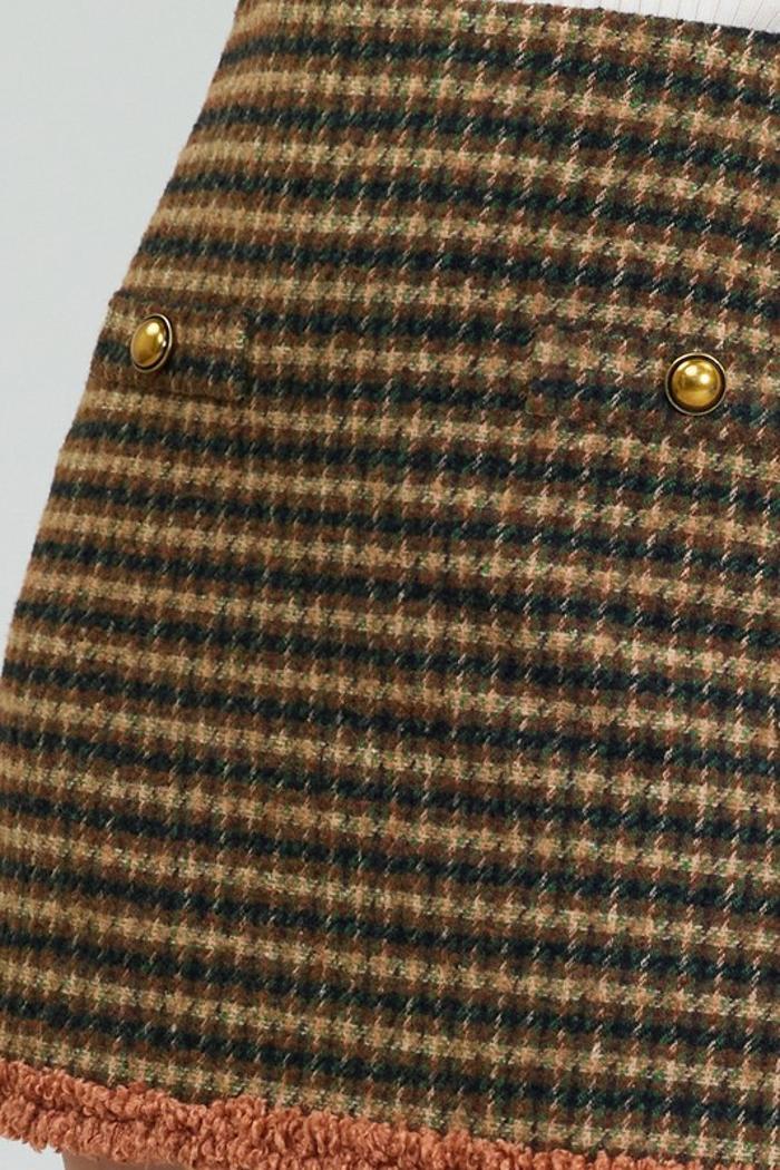 Houndstooth Mini Skirt with Fur Detail Product Image