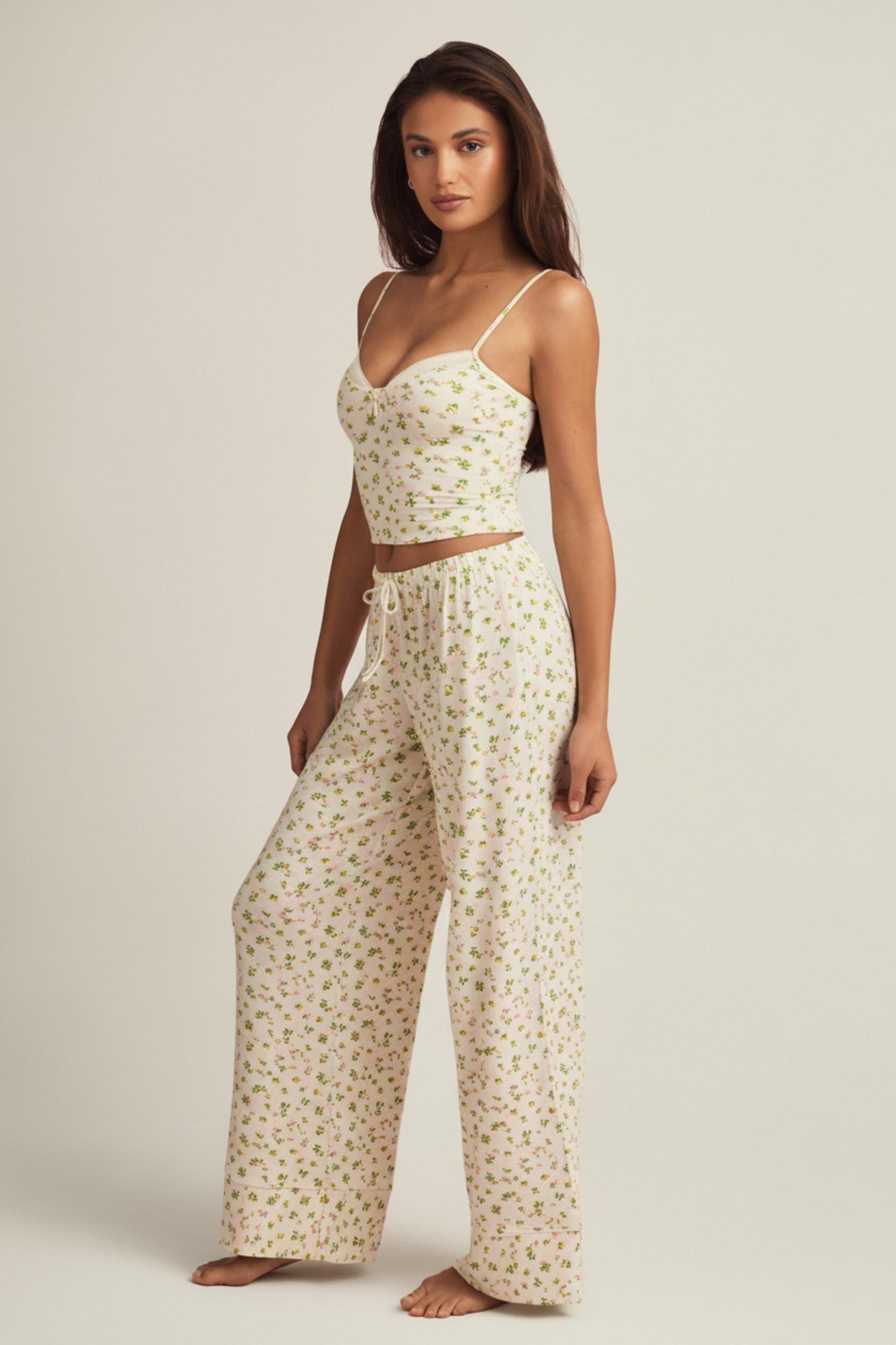 Modal Mid-Rise Pyjama Trousers in Lemon Print Product Image