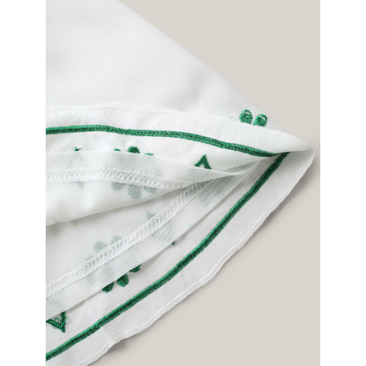 Plus Size WhiteSmoke Floral Embroidery Flared Flowy Blouse Women Short sleeve V-neck Elegant Blouses BloomChic 22-24/3X Product Image