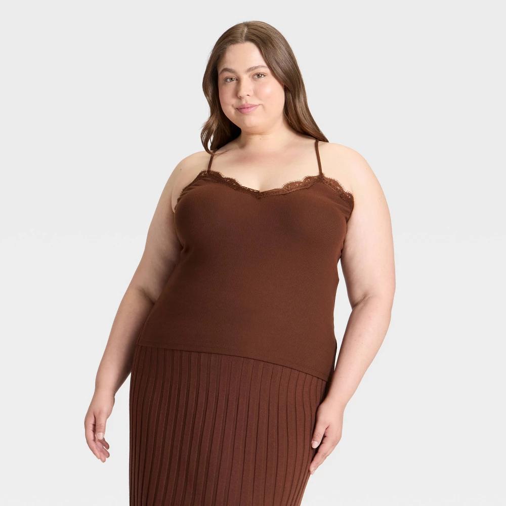 Women's Lace Cami Top - A New Day™ White 4X Product Image