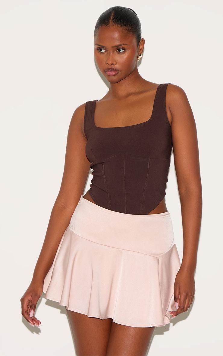 Dusty Pink Satin Floaty A Line Mini Skirt Product Image