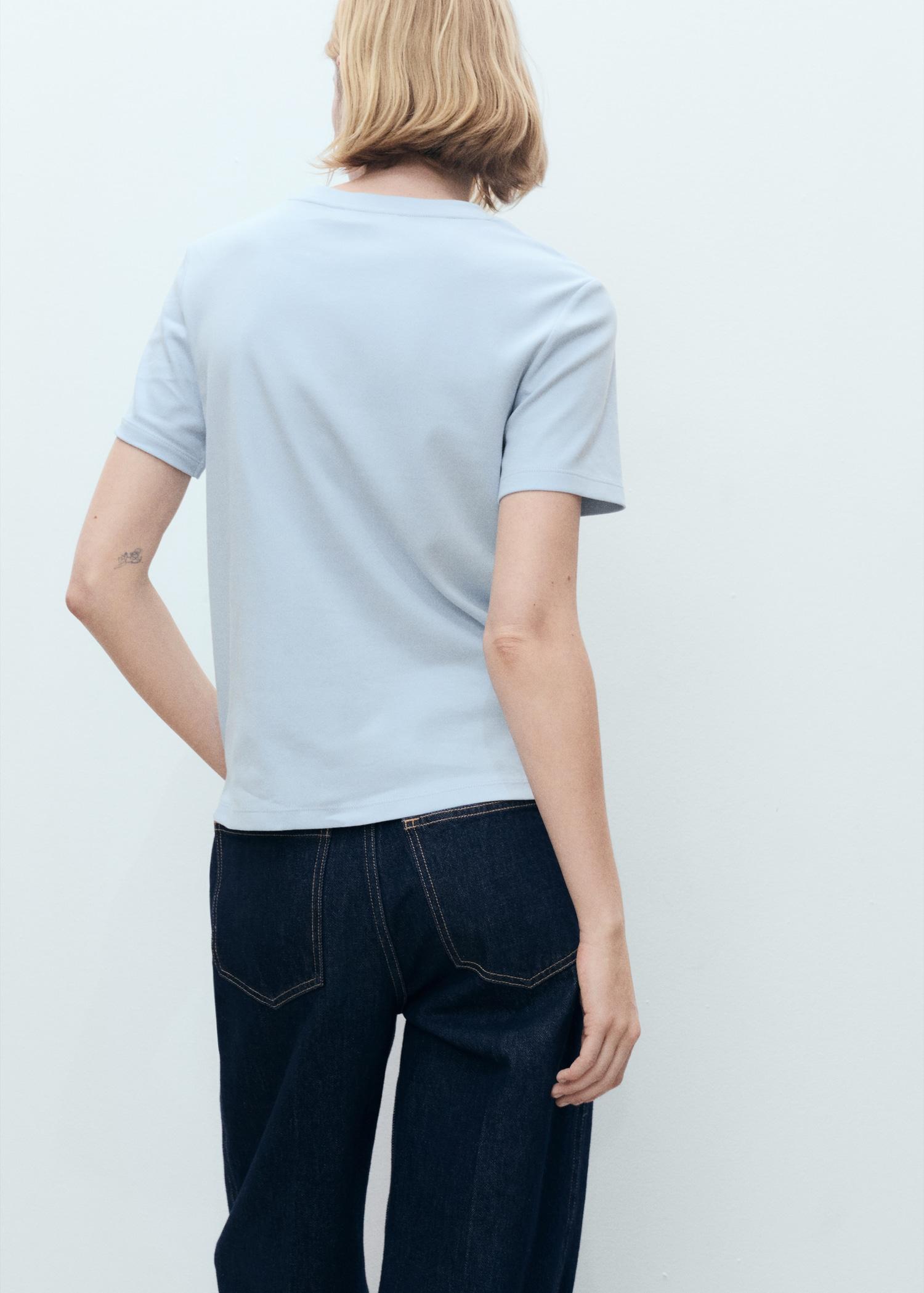 Short-sleeved cotton t-shirt - Women | MANGO USA Product Image