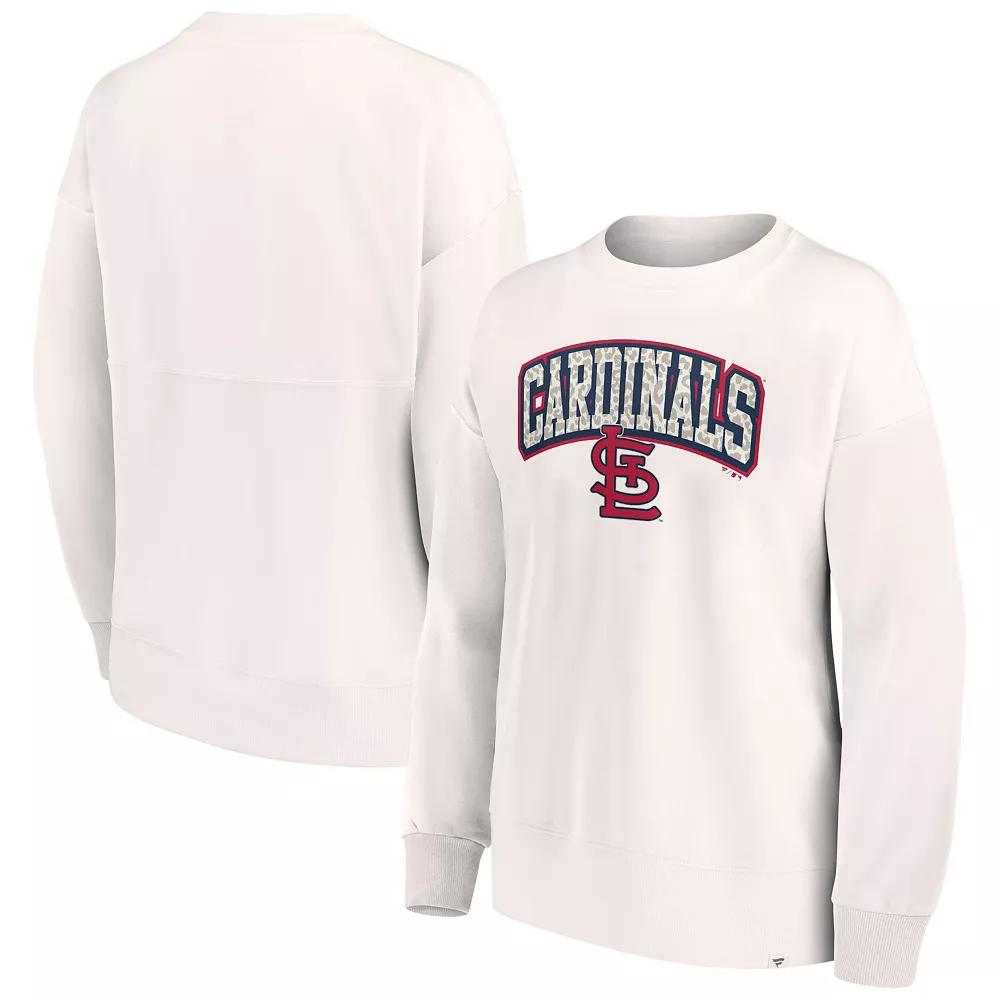 Women's Fanatics Branded Cream St. Louis Cardinals Leopard Pullover Sweatshirt, Size: Small, Beige Product Image