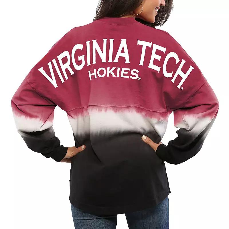 Women's Maroon Virginia Tech Hokies Ombre Long Sleeve Dip-Dyed Spirit Jersey,  Product Image