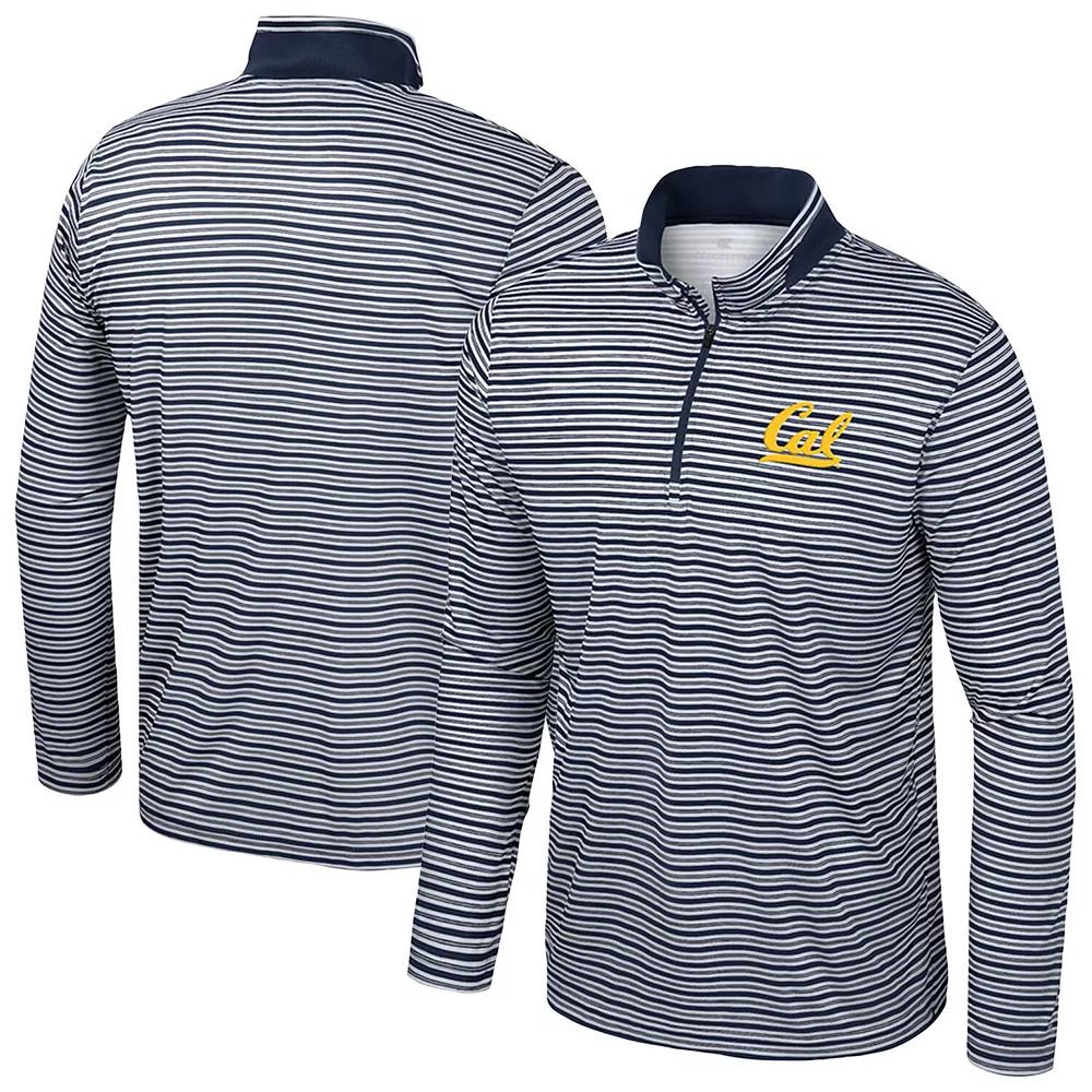 Men's Colosseum Navy West Virginia Mountaineers Striped Quarter-Zip Top,  Product Image