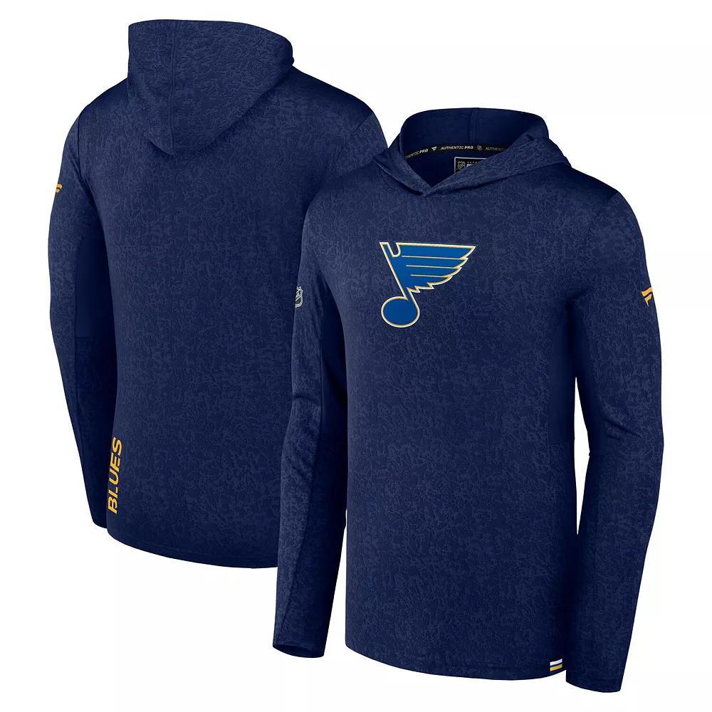 Men's Fanatics Branded Navy St. Louis Blues Authentic Pro Lightweight Pullover Hoodie,  Product Image