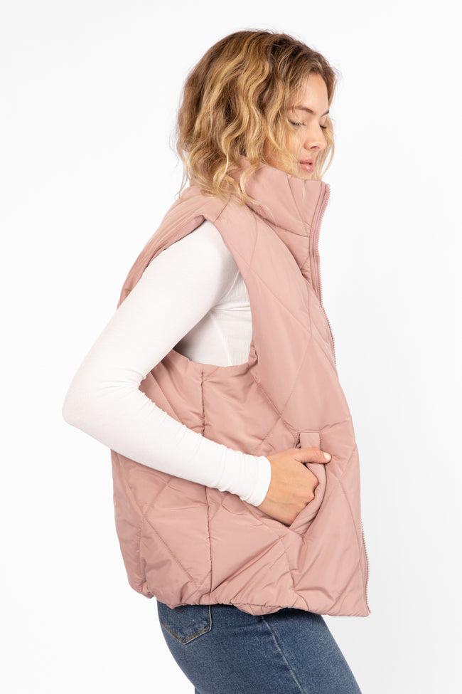 Mountainside Moment Mauve Quilted Puffer Vest Product Image
