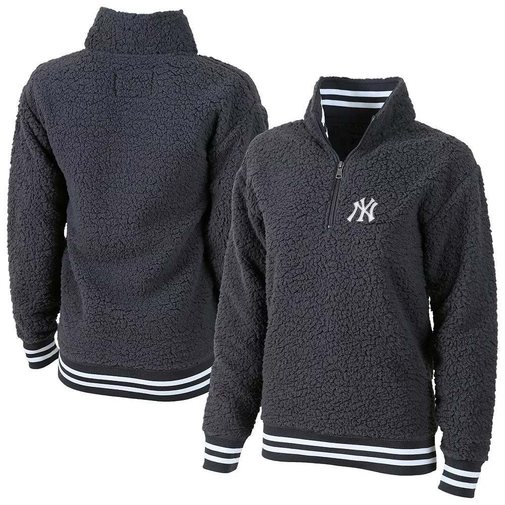 Women's G-III 4Her by Carl Banks Gray New York Yankees Play Action Sherpa Fleece Quarter-Zip Jacket,  Product Image