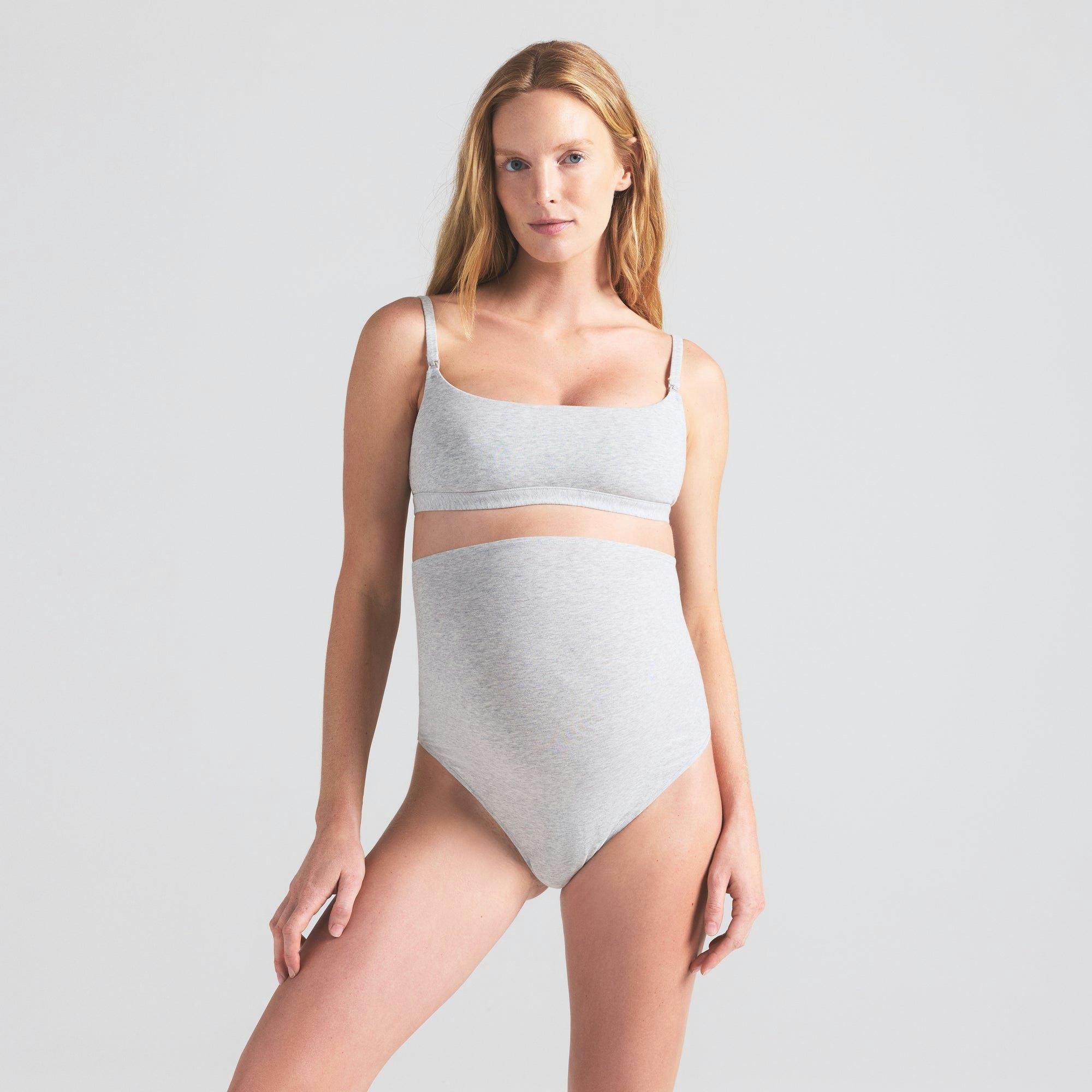 COTTON JERSEY MATERNITY NURSING SCOOP BRALETTE | LIGHT HEATHER GREY Product Image