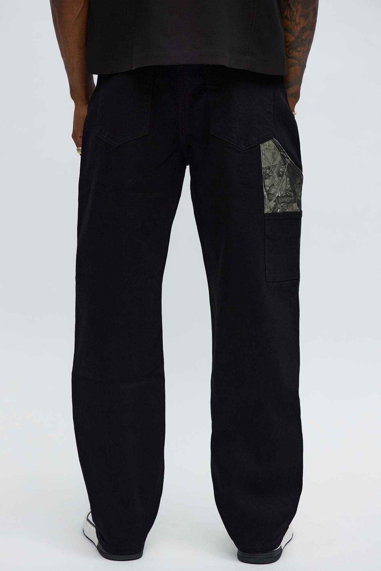 Straight Shadow Camo Carpenter Jeans - Black Product Image
