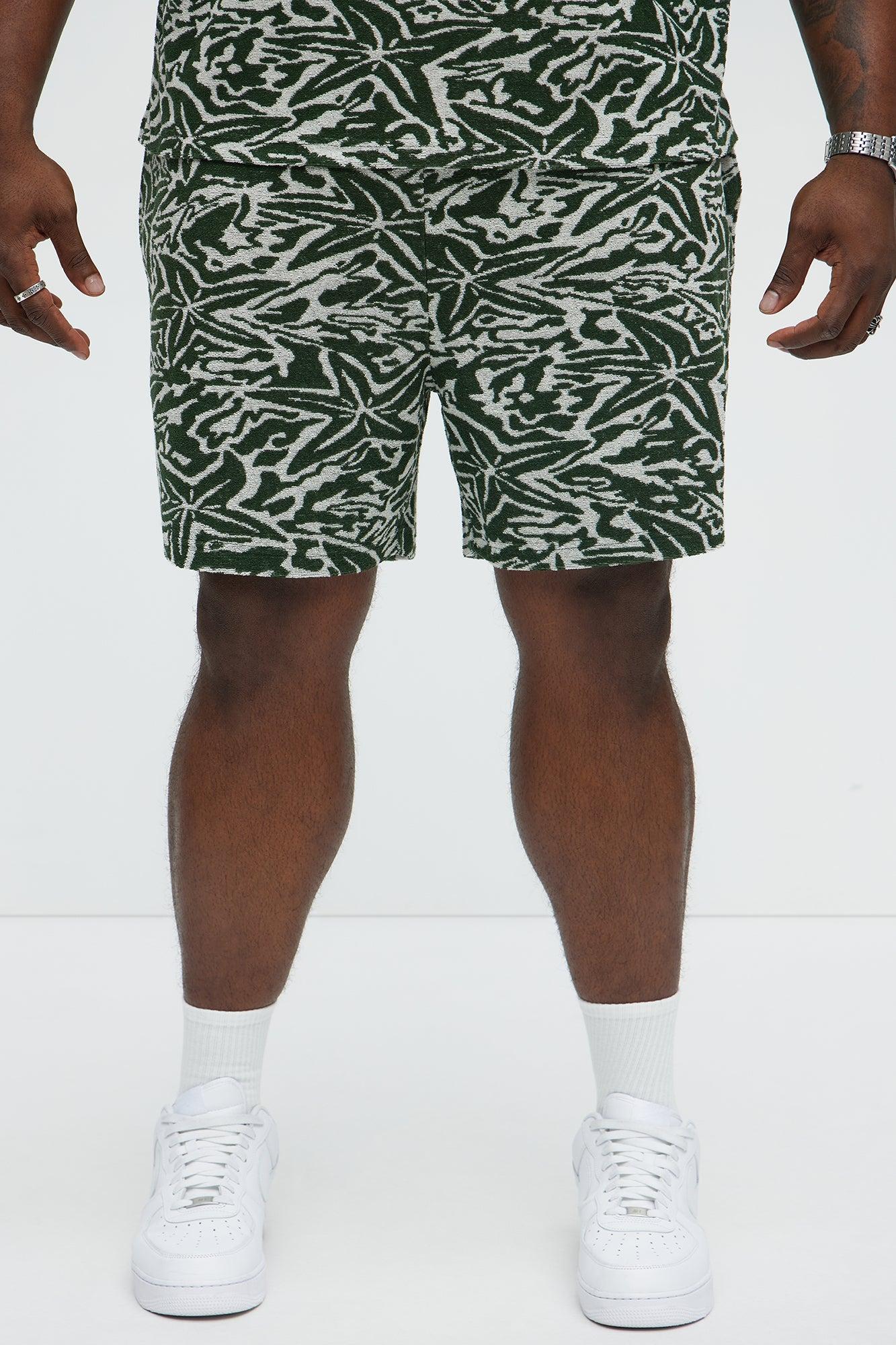 By The Sea Textured Knit Shorts - Green/combo Product Image