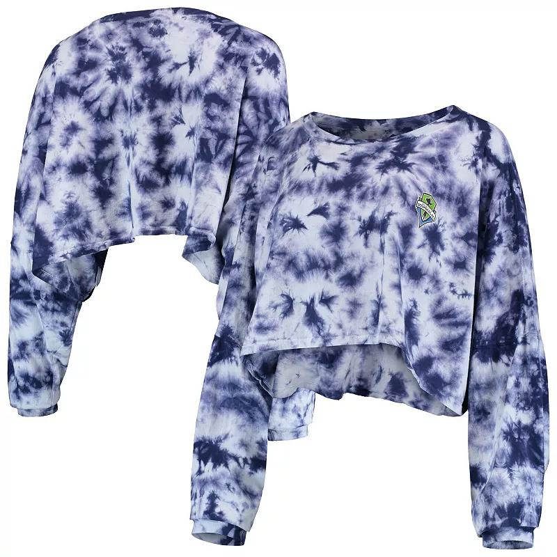 Women's ZooZatz Navy Seattle Sounders FC Oversized Cloud-Dye Long Sleeve T-Shirt, Size: Medium, Blue Product Image