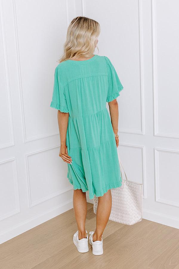 Simple Life Linen-Blend Mini Dress in Sea Glass Product Image