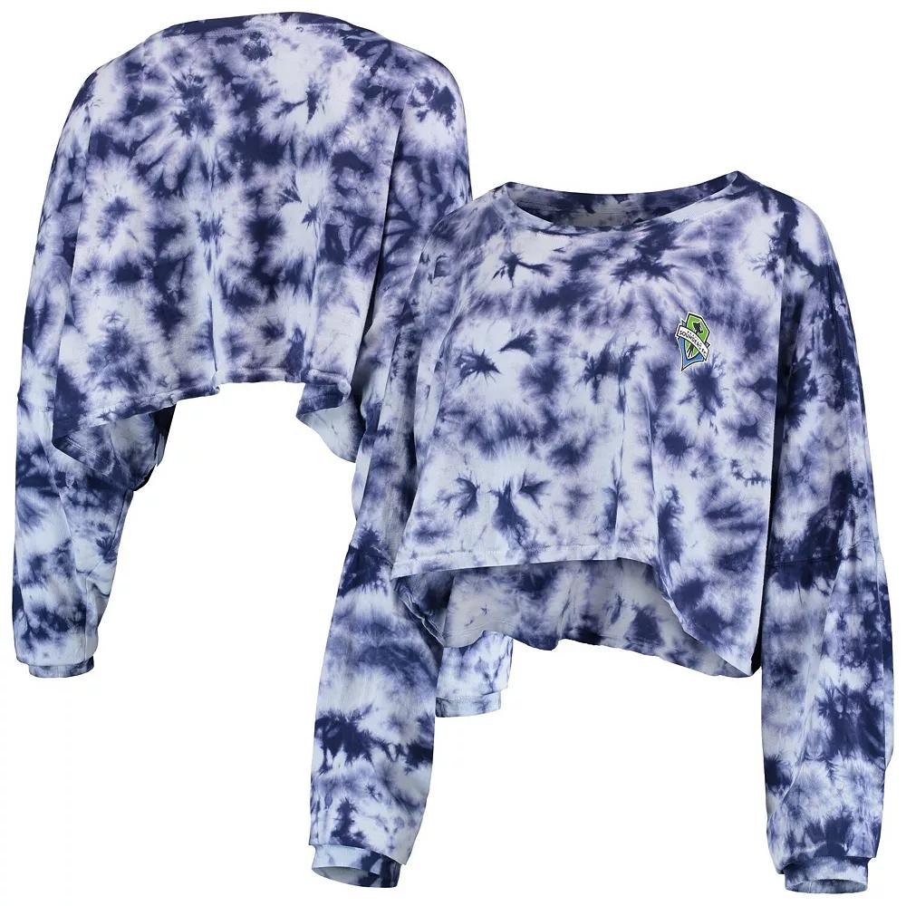 Women's ZooZatz Navy Seattle Sounders FC Oversized Cloud-Dye Long Sleeve T-Shirt, Size: Medium, Blue Product Image