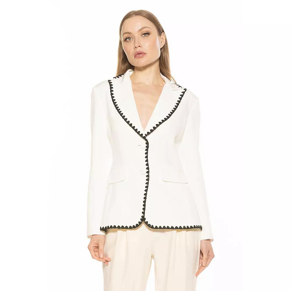 Women's ALEXIA ADMOR Jessilyn Long Sleeve Embroidery Trimmed Blazer,  Product Image
