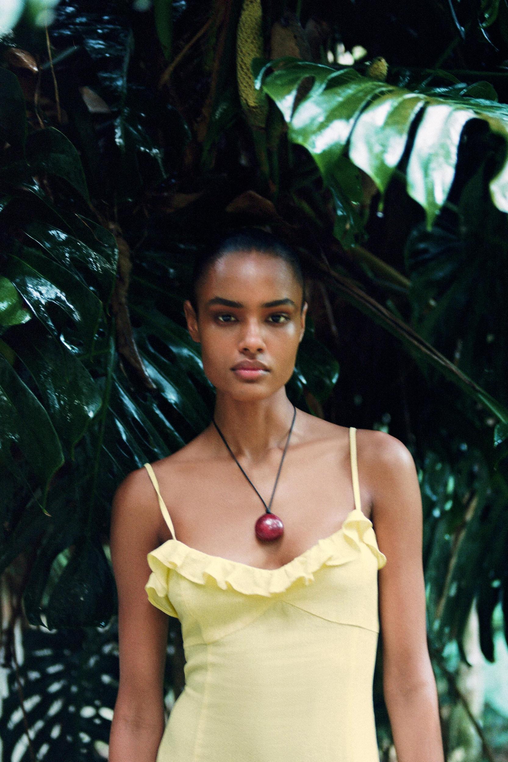 RAMIE MIDI DRESS WITH RUFFLE Product Image