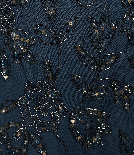 Pisarro Nights 3/4 Sleeve Crew Neck Long Beaded Godet Gown Product Image