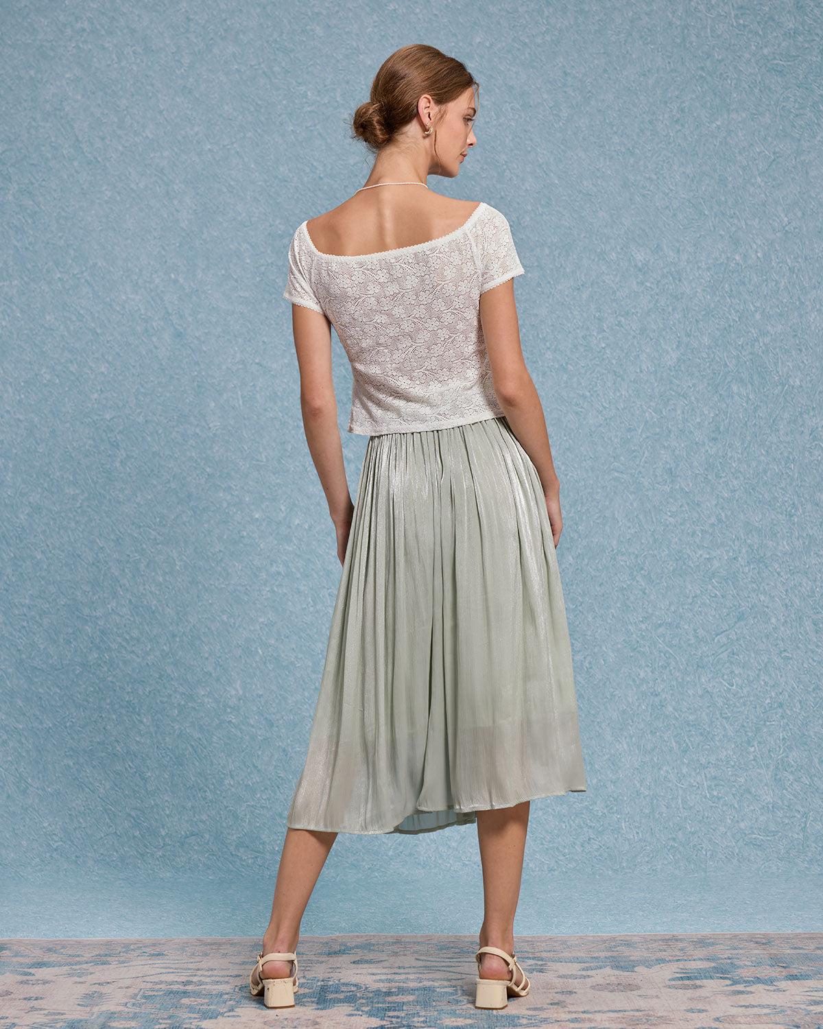 White Textured Off The Shoulder Tee Product Image