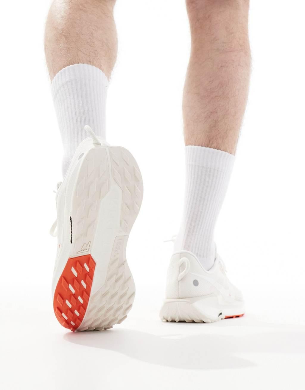 Nike Running ReactX Pegasus Trail 5 sneakers in white and red Product Image