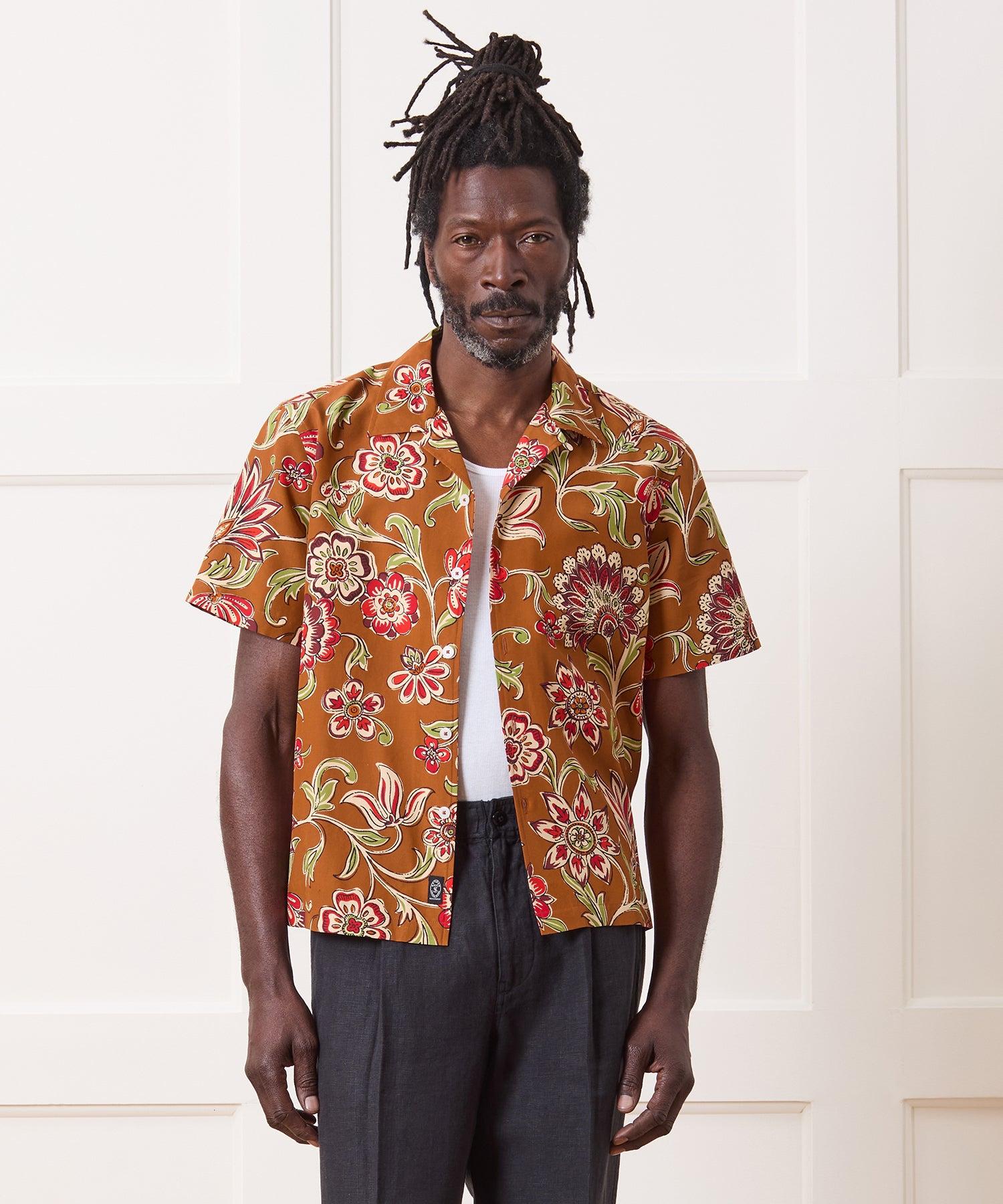 Cropped Silk-Cotton Camp Collar Shirt Product Image