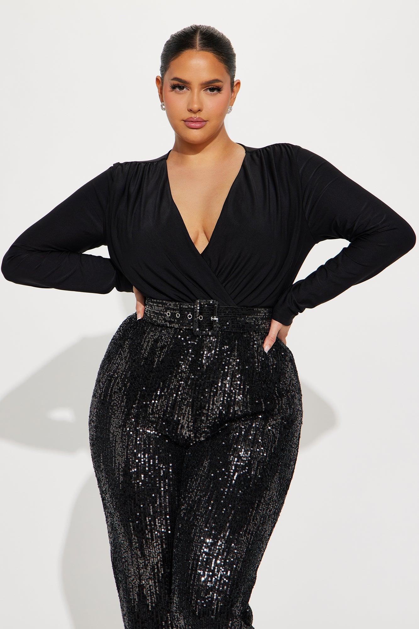 Shine For You Sequin Jumpsuit  - Black Product Image