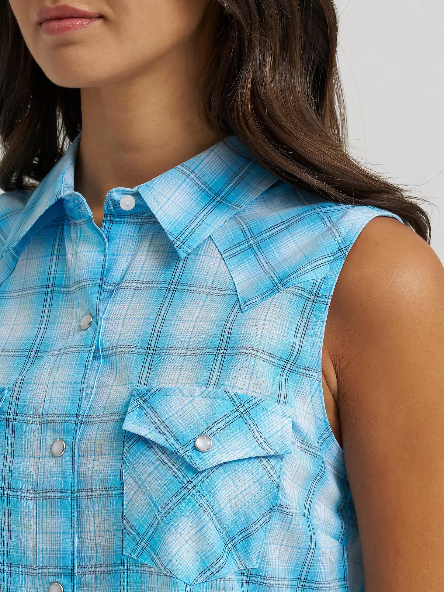 Women's Essential Sleeveless Plaid Western Snap Shirt Picnic Product Image