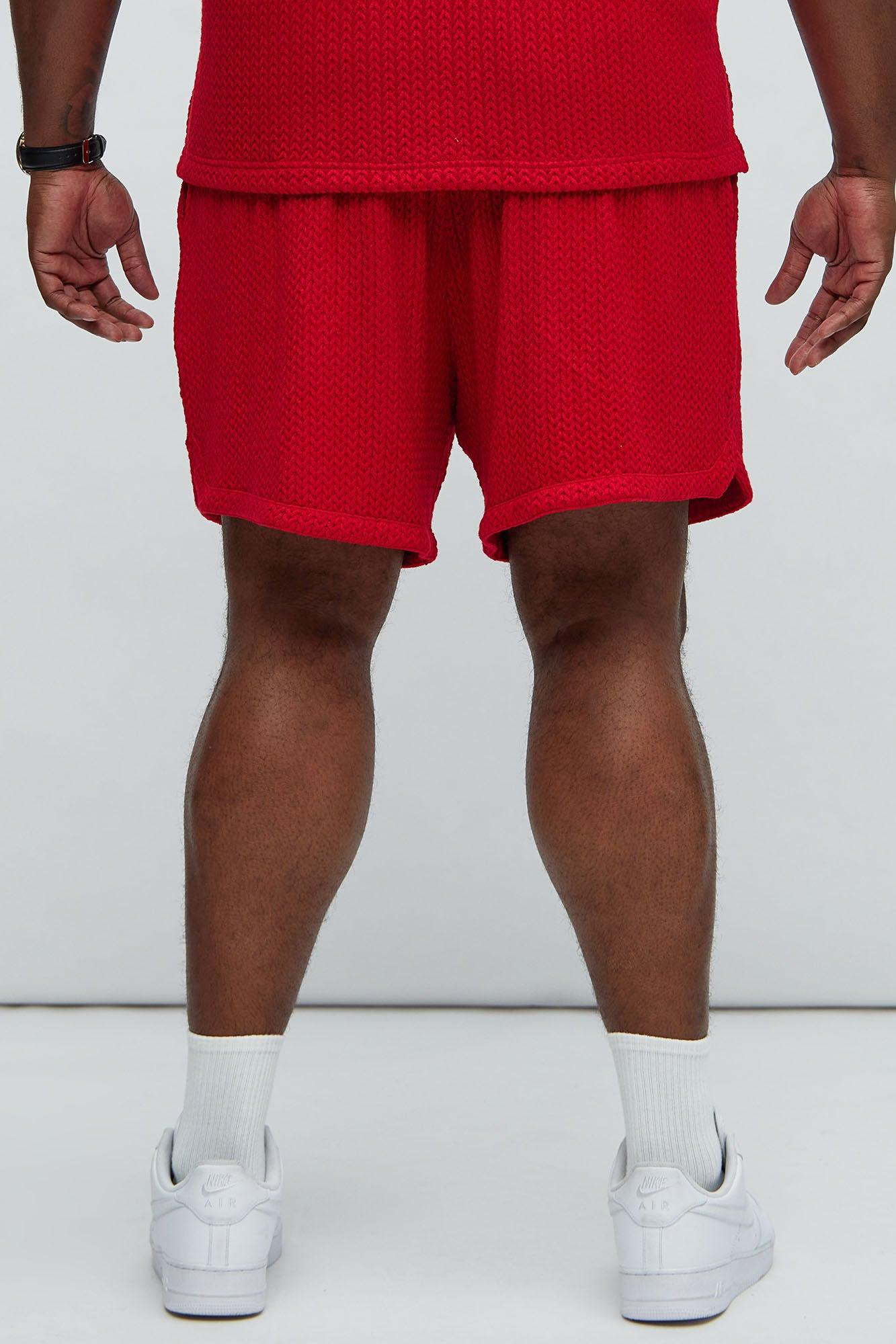 Catanina Textured Shorts - Red Product Image