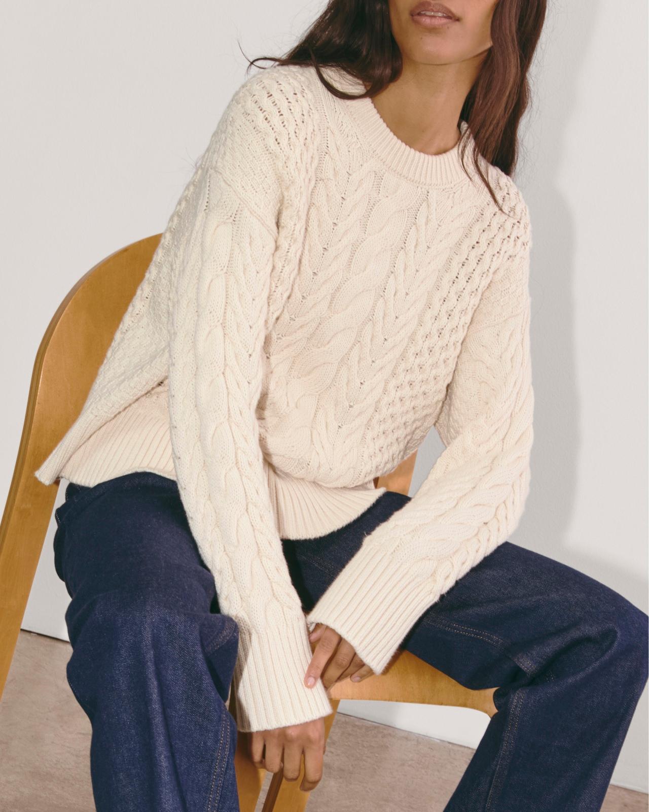 Womens Cable Sweater in Everyday Cotton by Everlane Product Image