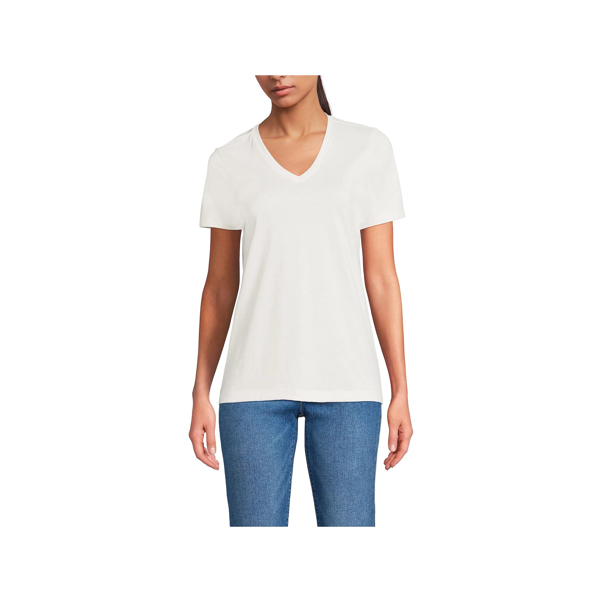 Petite Lands' End Relaxed-Fit Supima Cotton V-Neck Tee, Women's,  Product Image