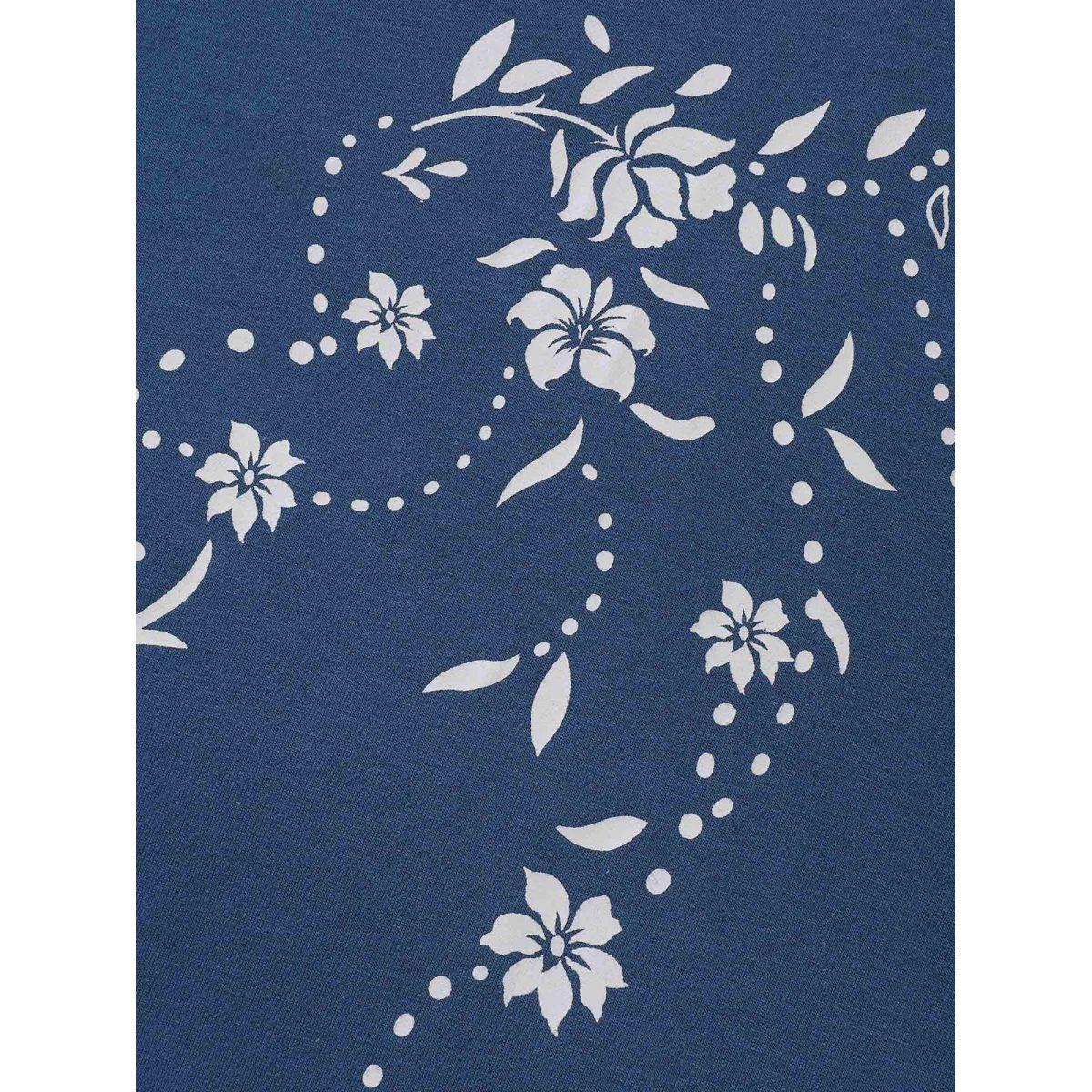 Plus Size Floral Print Drop Shoulder Sleeve Sweatshirt Women Navy Casual Patchwork Loose Round Neck Everyday Sweatshirts BloomChic 26/4X Product Image