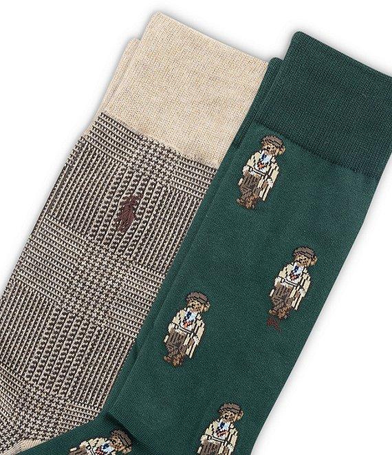 Polo Ralph Lauren Patterned/Mini Bear Crew Dress Socks 2-Pack Product Image